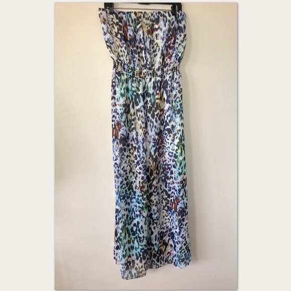 TopShop Leopard Strapless Maxi Dress Size 12 - Picture 3 of 6